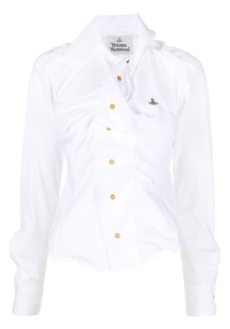 Camicia con logo a maniche lunghe in bianco Vivienne Westwood - donna